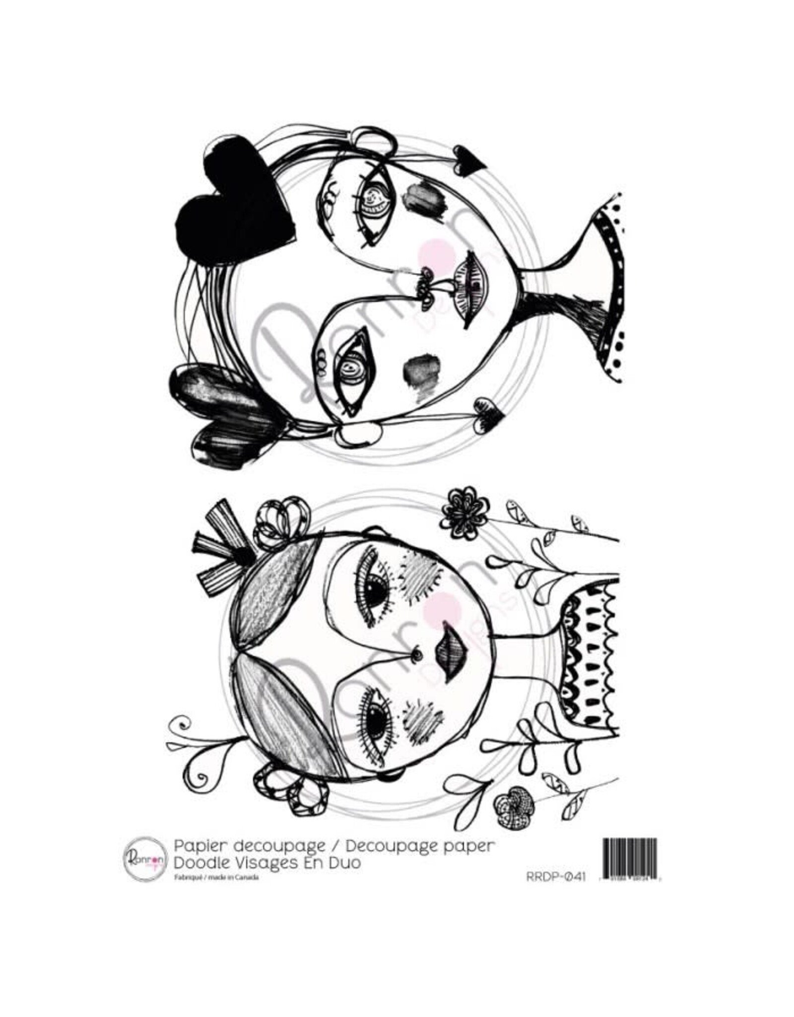 RONRON DESIGNS RONRON DESIGNS DOODLE VISAGES EN DUO RICE PAPER