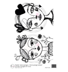 RONRON DESIGNS RONRON DESIGNS DOODLE VISAGES EN DUO RICE PAPER
