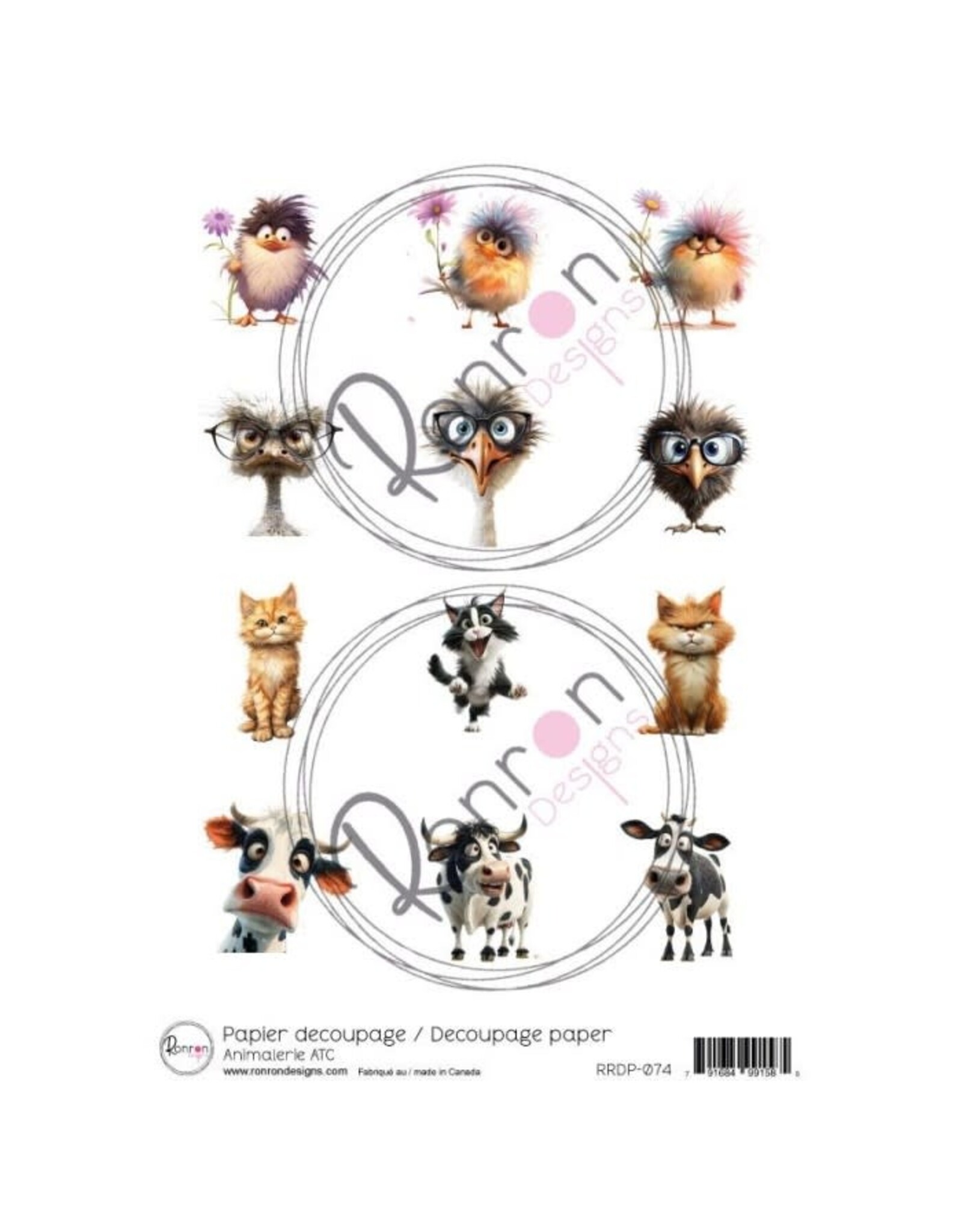 RONRON DESIGNS RONRON DESIGNS ANIMALERIE ATC RICE PAPER