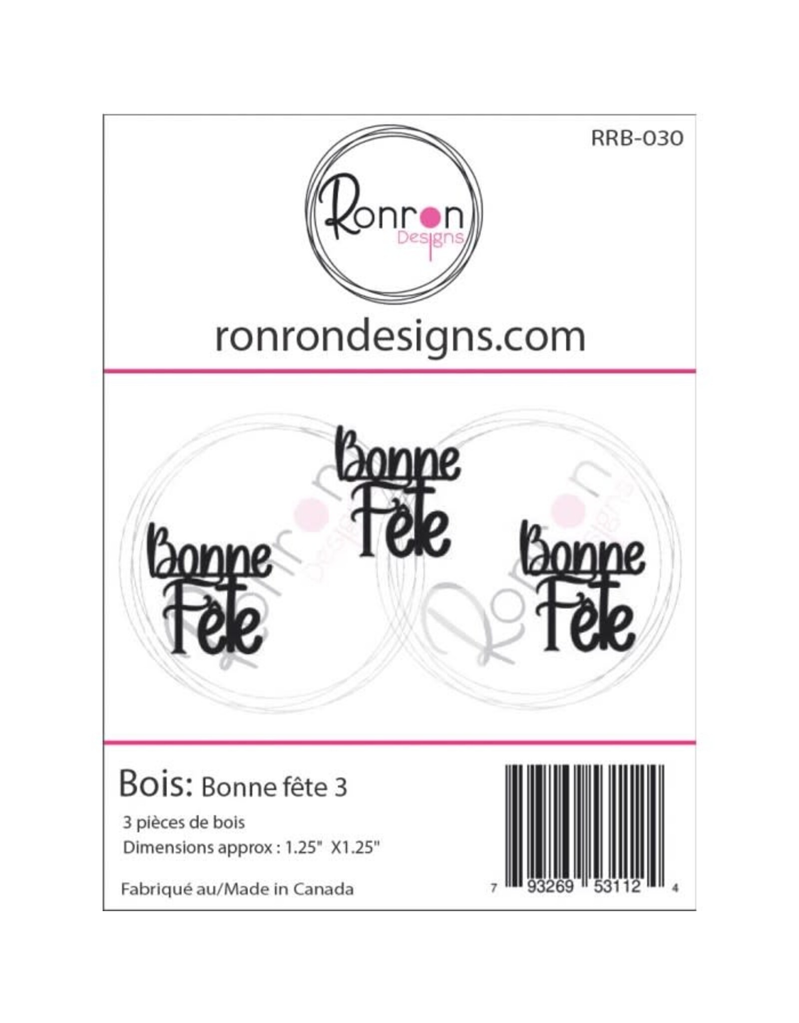 RONRON DESIGNS RONRON DESIGNS BONNE FÊTE 3 WOOD PIECES