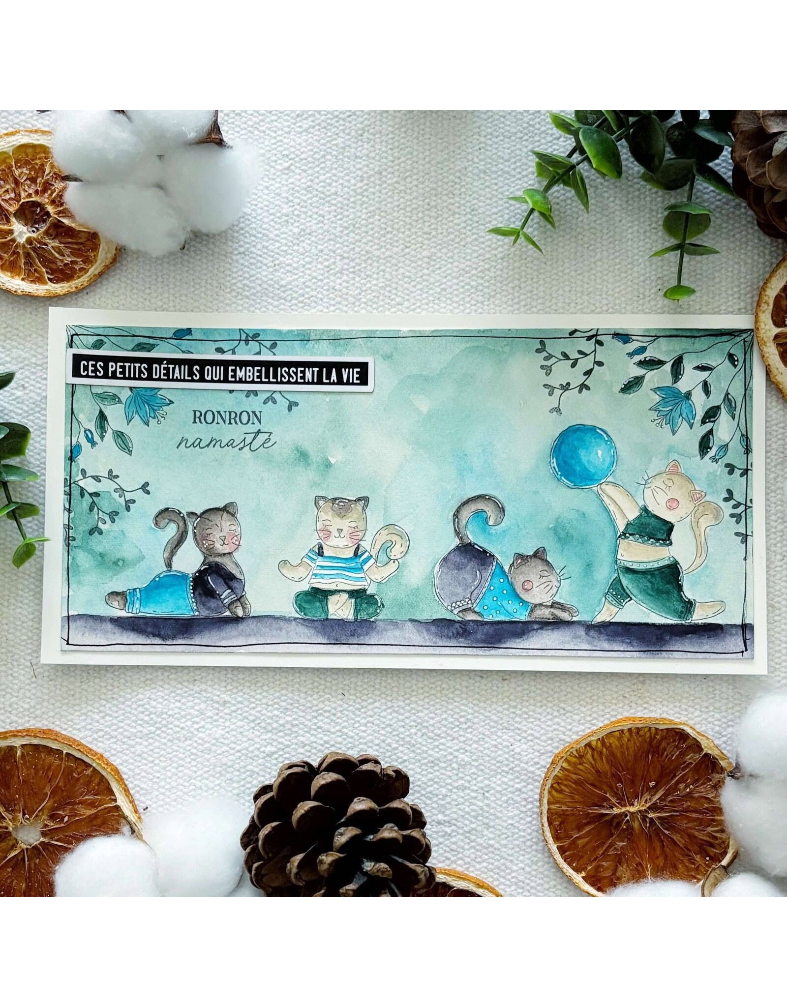 CHOU & FLOWERS CHOU & FLOWERS COLLECTION VIBRATIONS LES CHATONS YOGA A6 CLEAR STAMP SET