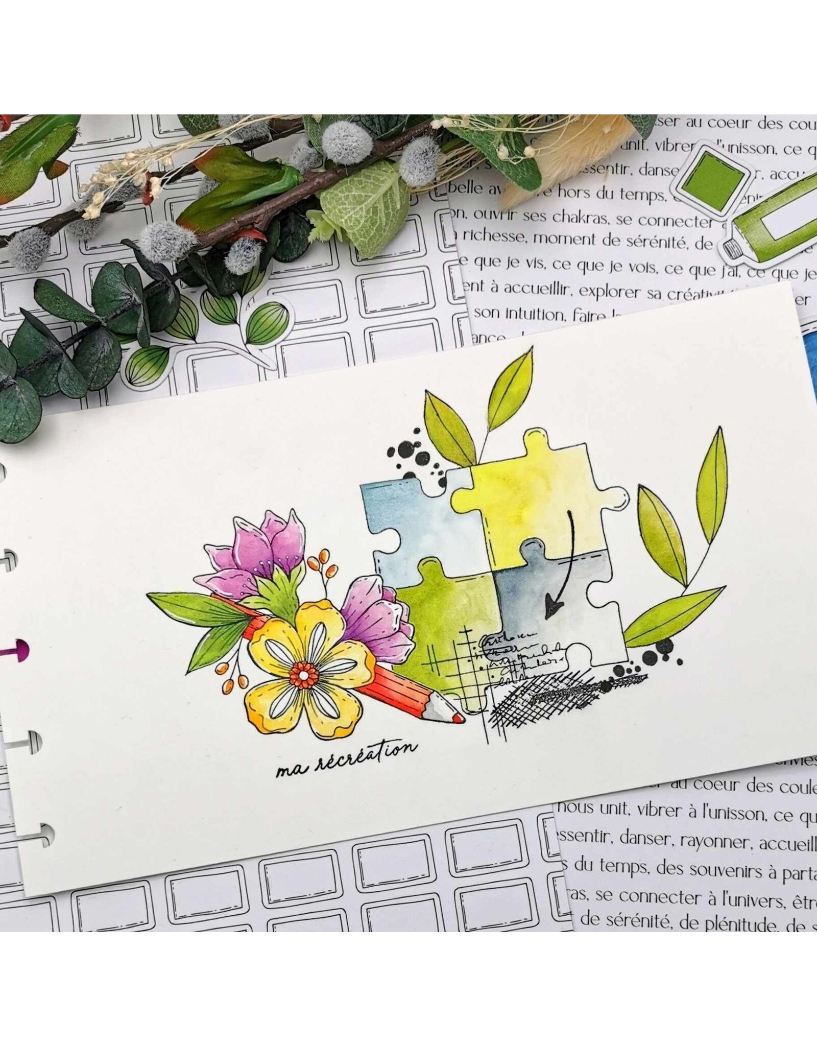 CHOU & FLOWERS CHOU & FLOWERS COLLECTION VIBRATIONS CRAYON FLEURI A7 CLEAR STAMP SET