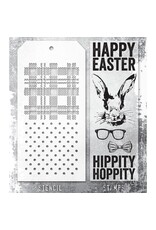 STAMPERS ANONYMOUS STAMPERS ANONYMOUS TIM HOLTZ HIPSTER BUNNY MIXED MEDIA CLEAR STAMP SET & STENCIL