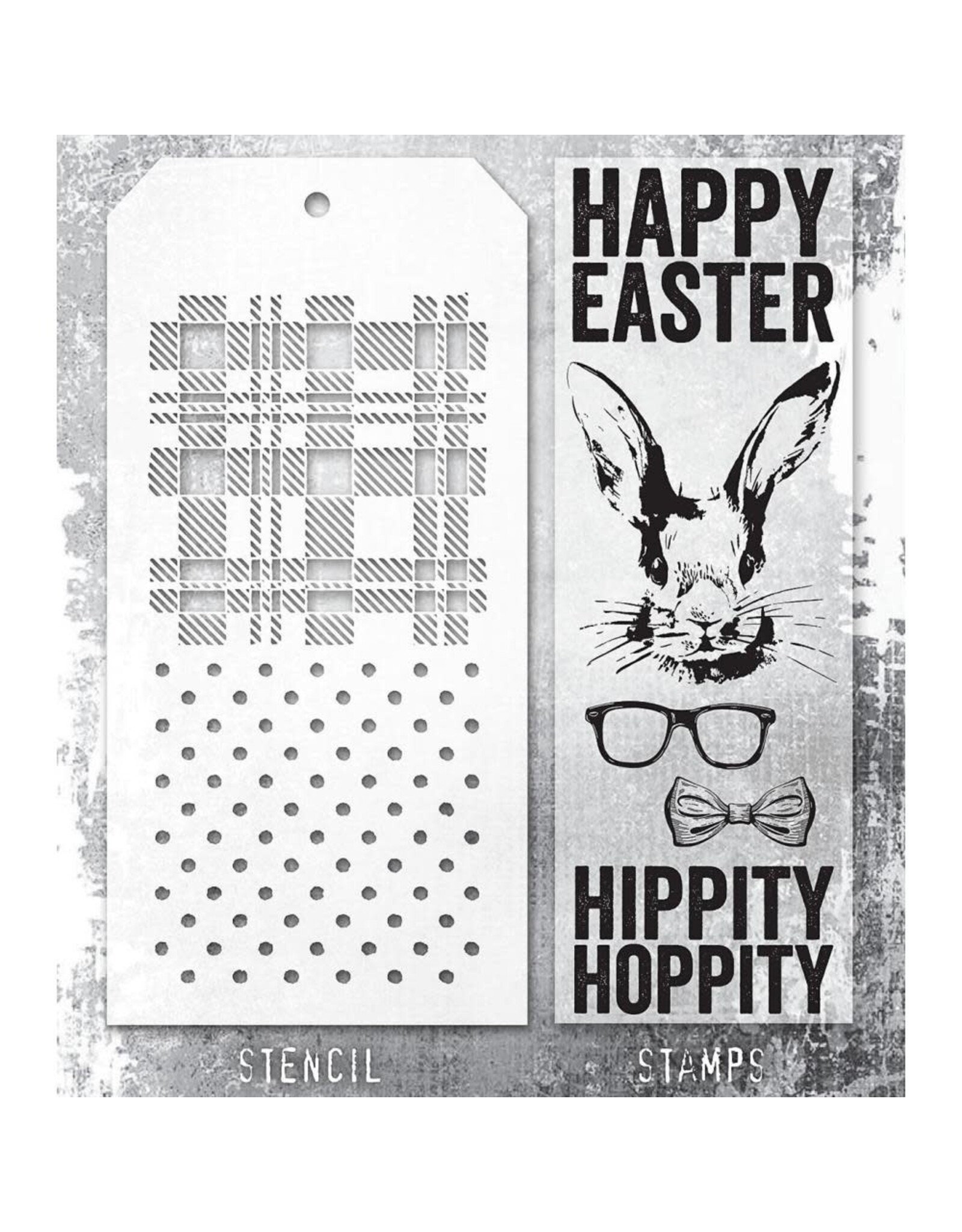 STAMPERS ANONYMOUS STAMPERS ANONYMOUS TIM HOLTZ HIPSTER BUNNY MIXED MEDIA CLEAR STAMP SET & STENCIL