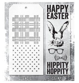 STAMPERS ANONYMOUS STAMPERS ANONYMOUS TIM HOLTZ HIPSTER BUNNY MIXED MEDIA CLEAR STAMP SET & STENCIL