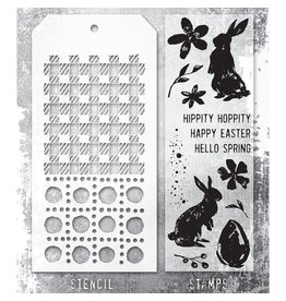 STAMPERS ANONYMOUS STAMPERS ANONYMOUS TIM HOLTZ SPRING SHADOWS MIXED MEDIA CLEAR STAMP SET & STENCIL