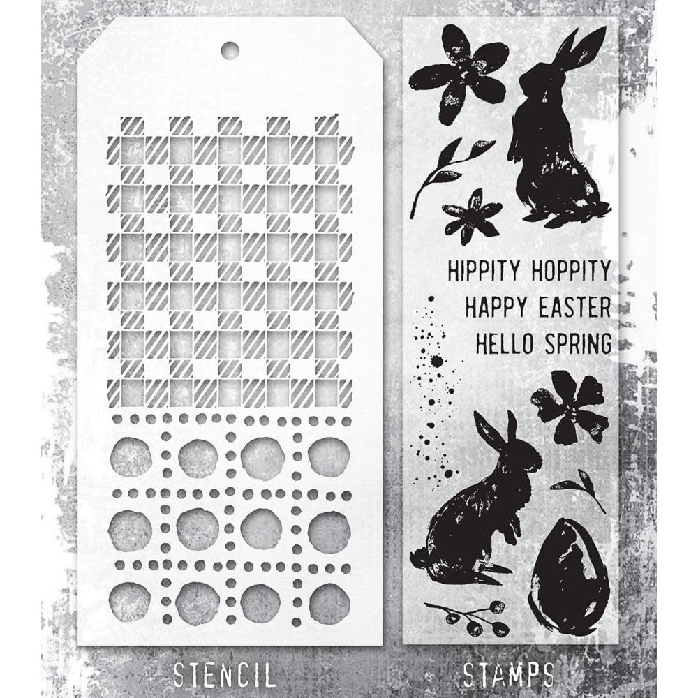 STAMPERS ANONYMOUS STAMPERS ANONYMOUS TIM HOLTZ SPRING SHADOWS MIXED MEDIA CLEAR STAMP SET & STENCIL