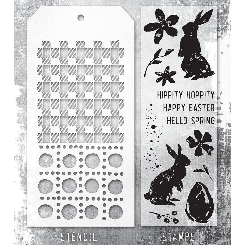 STAMPERS ANONYMOUS STAMPERS ANONYMOUS TIM HOLTZ SPRING SHADOWS MIXED MEDIA CLEAR STAMP SET & STENCIL