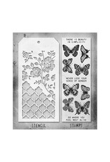 STAMPERS ANONYMOUS STAMPERS ANONYMOUS TIM HOLTZ FLUTTER MIXED MEDIA CLEAR STAMP SET & STENCIL