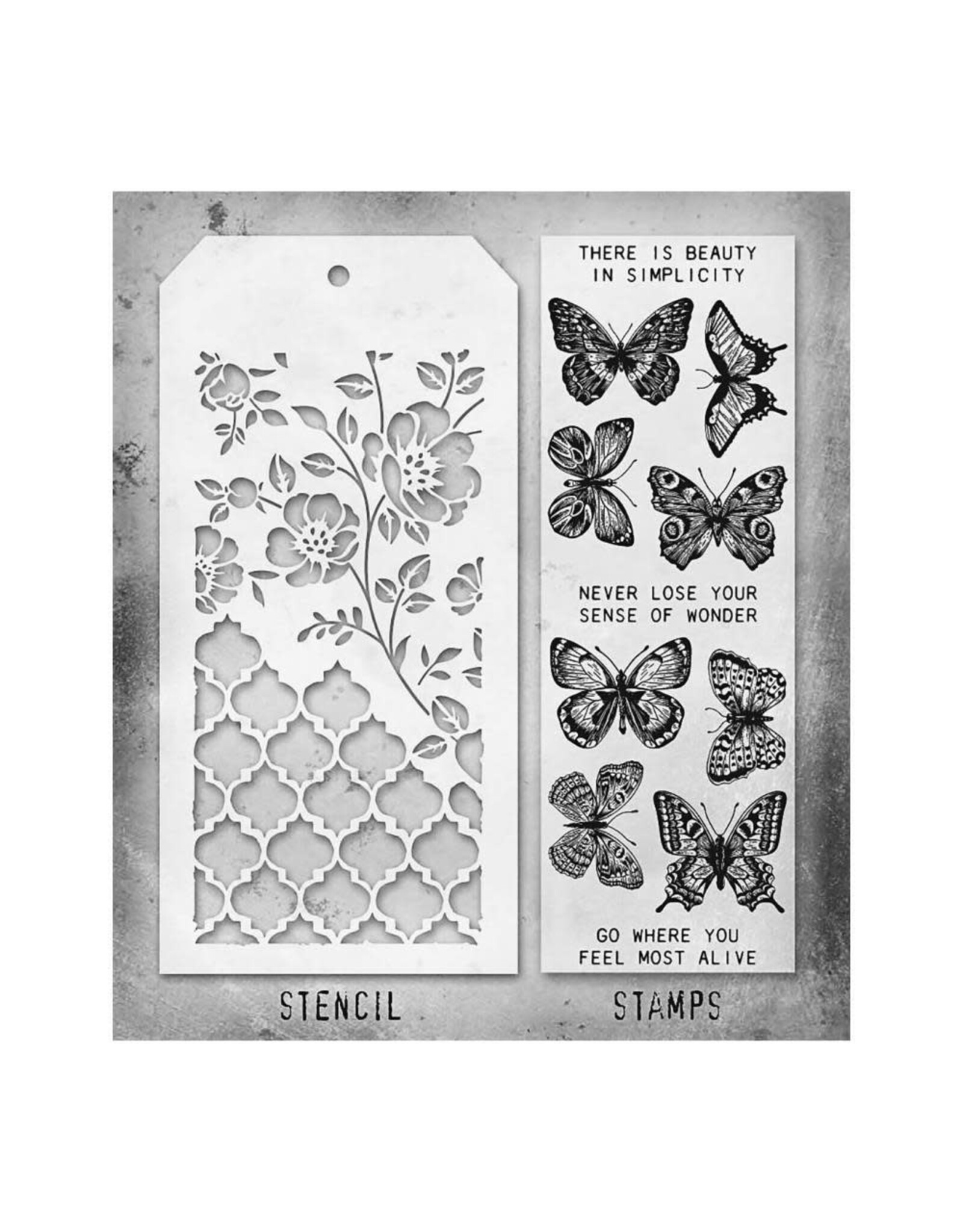 STAMPERS ANONYMOUS STAMPERS ANONYMOUS TIM HOLTZ FLUTTER MIXED MEDIA CLEAR STAMP SET & STENCIL