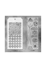 STAMPERS ANONYMOUS STAMPERS ANONYMOUS TIM HOLTZ FLOWER GARDEN MIXED MEDIA CLEAR STAMP SET & STENCIL