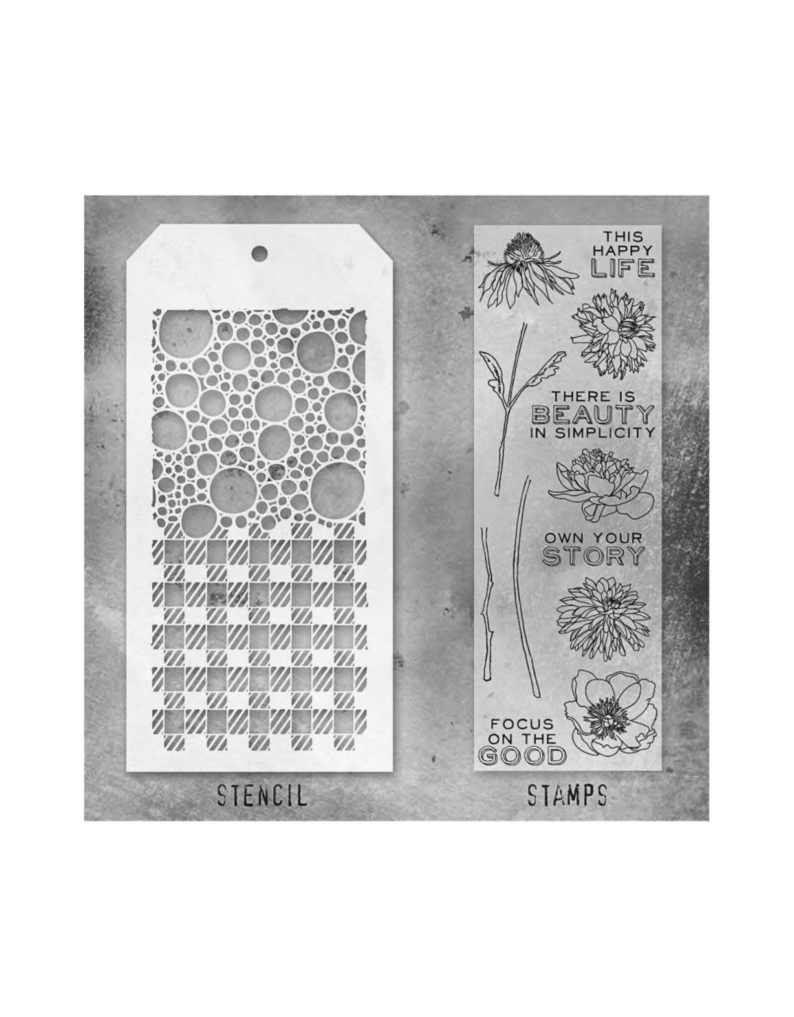 STAMPERS ANONYMOUS STAMPERS ANONYMOUS TIM HOLTZ FLOWER GARDEN MIXED MEDIA CLEAR STAMP SET & STENCIL