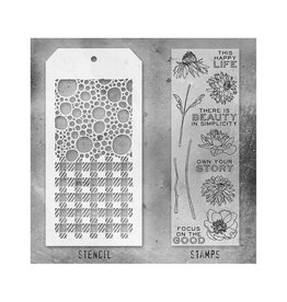 STAMPERS ANONYMOUS STAMPERS ANONYMOUS TIM HOLTZ FLOWER GARDEN MIXED MEDIA CLEAR STAMP SET & STENCIL