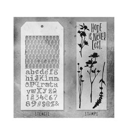STAMPERS ANONYMOUS STAMPERS ANONYMOUS TIM HOLTZ WILDFLOWERS MIXED MEDIA CLEAR STAMP SET & STENCIL