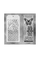 STAMPERS ANONYMOUS STAMPERS ANONYMOUS TIM HOLTZ PERSPECTIVE MIXED MEDIA CLEAR STAMP SET & STENCIL