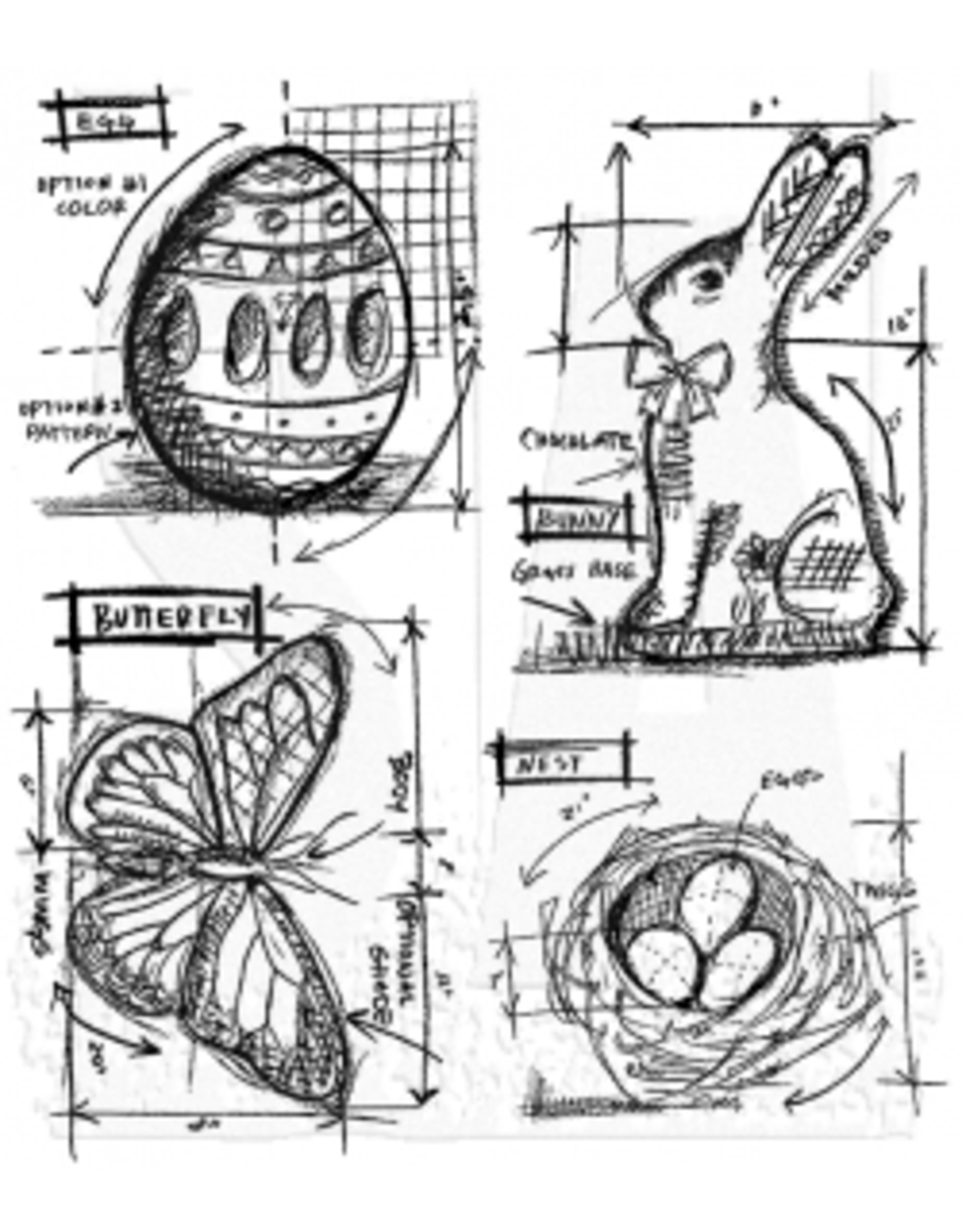 STAMPERS ANONYMOUS STAMPERS ANONYMOUS TIM HOLTZ EASTER BLUEPRINT CLING STAMP SET