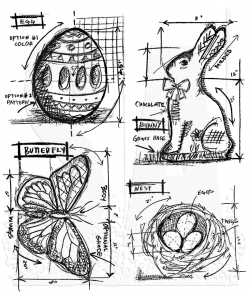 STAMPERS ANONYMOUS STAMPERS ANONYMOUS TIM HOLTZ EASTER BLUEPRINT CLING STAMP SET