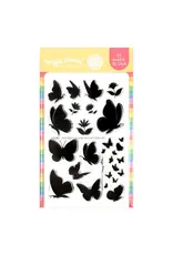 WAFFLE FLOWER WAFFLE FLOWER POSTAGE COLLAGE WILD BUTTERFLIES CLEAR STAMP SET