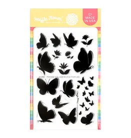 WAFFLE FLOWER WAFFLE FLOWER POSTAGE COLLAGE WILD BUTTERFLIES CLEAR STAMP SET