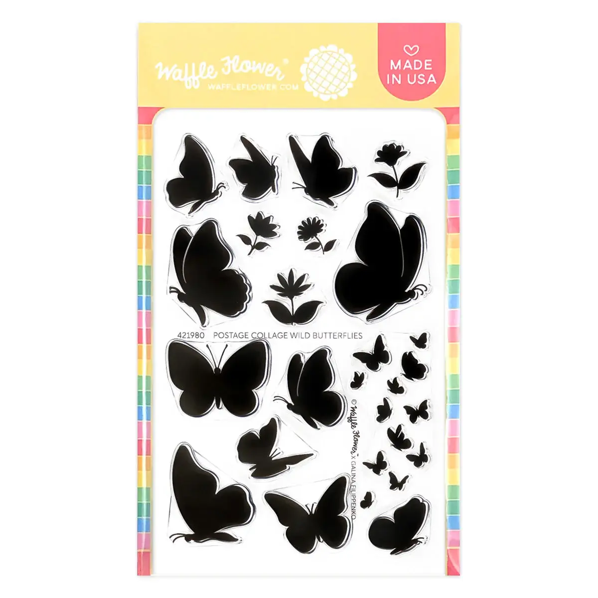 WAFFLE FLOWER WAFFLE FLOWER POSTAGE COLLAGE WILD BUTTERFLIES CLEAR STAMP SET