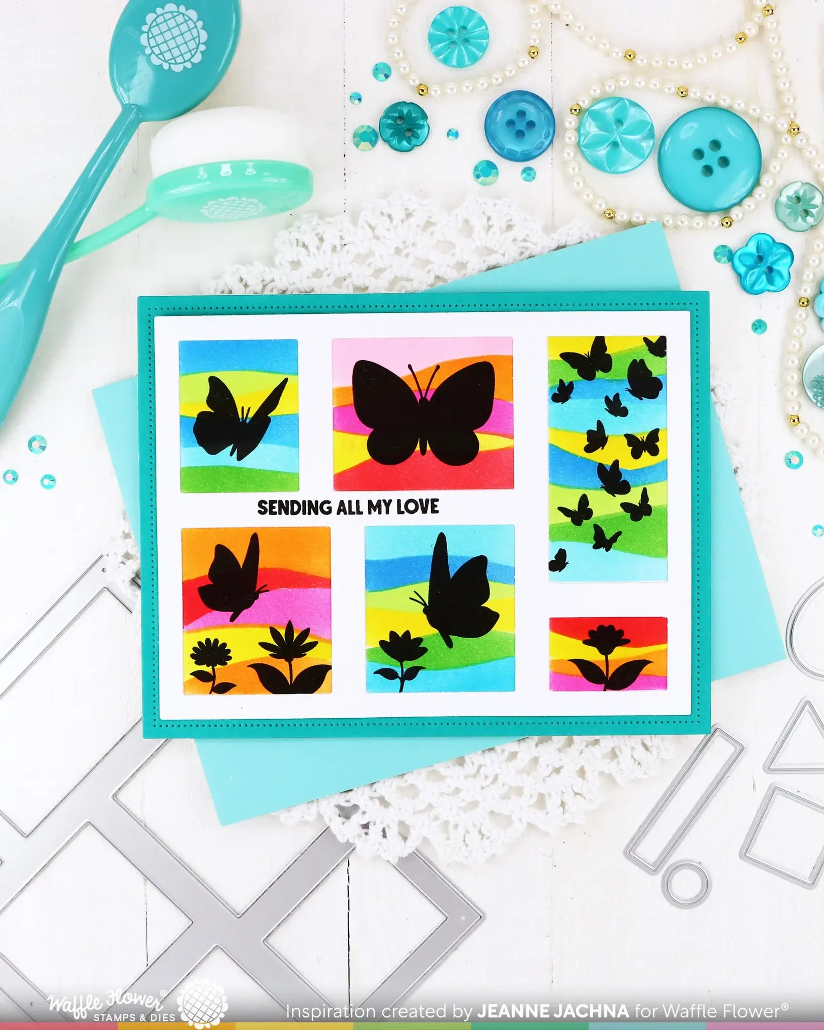 WAFFLE FLOWER WAFFLE FLOWER POSTAGE COLLAGE WILD BUTTERFLIES CLEAR STAMP SET