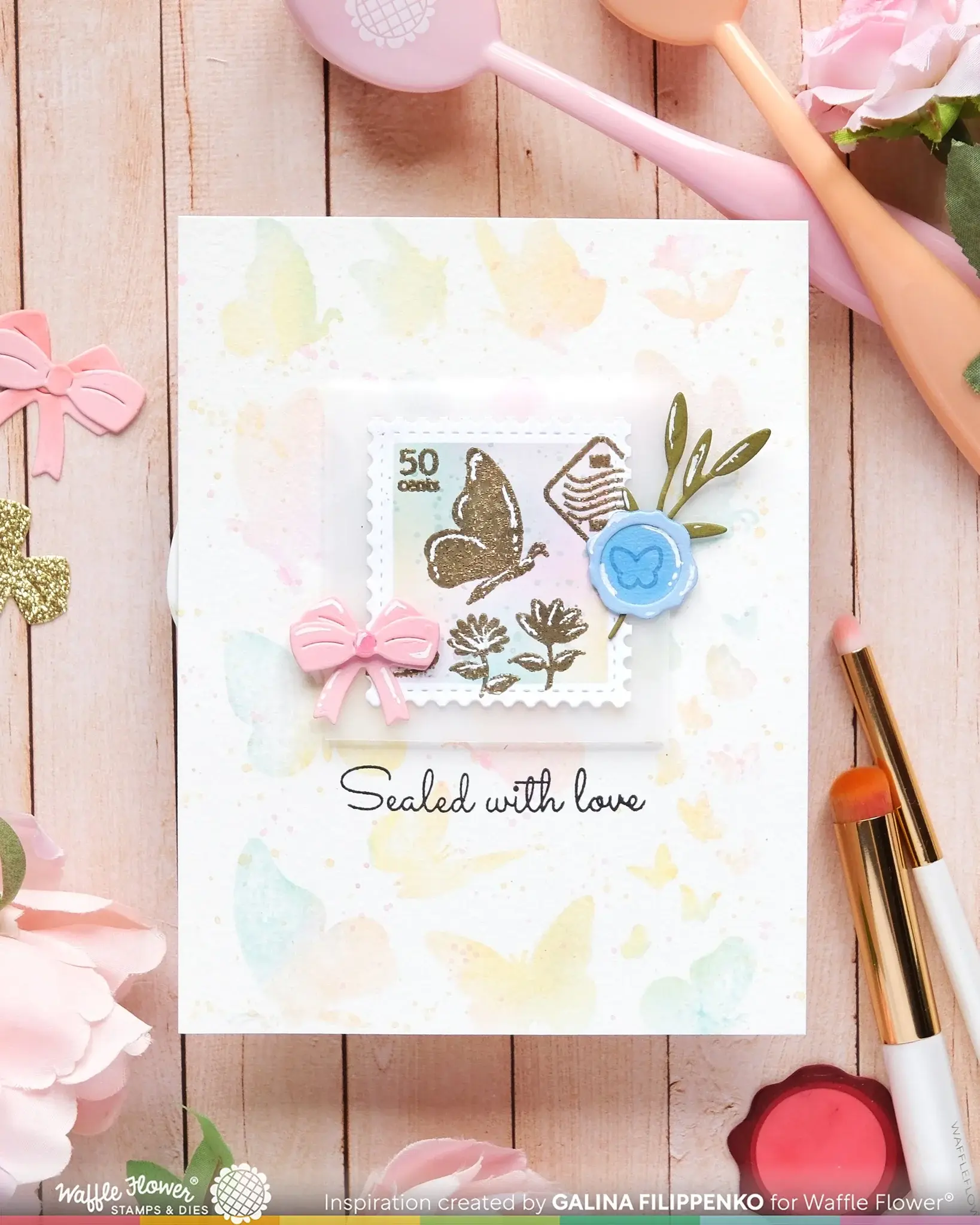WAFFLE FLOWER WAFFLE FLOWER POSTAGE COLLAGE WILD BUTTERFLIES CLEAR STAMP SET
