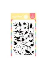 WAFFLE FLOWER WAFFLE FLOWER POSTAGE COLLAGE WILD BIRDS CLEAR STAMP SET
