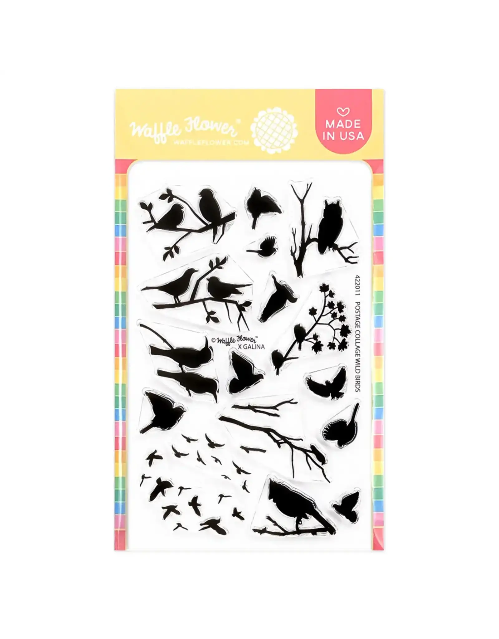 WAFFLE FLOWER WAFFLE FLOWER POSTAGE COLLAGE WILD BIRDS CLEAR STAMP SET