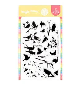 WAFFLE FLOWER WAFFLE FLOWER POSTAGE COLLAGE WILD BIRDS CLEAR STAMP SET