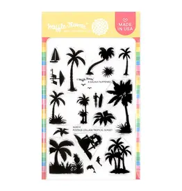 WAFFLE FLOWER WAFFLE FLOWER POSTAGE COLLAGE TROPICAL SUNSET CLEAR STAMP SET