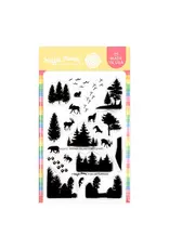 WAFFLE FLOWER WAFFLE FLOWER POSTAGE COLLAGE FOREST SUNSET CLEAR STAMP SET