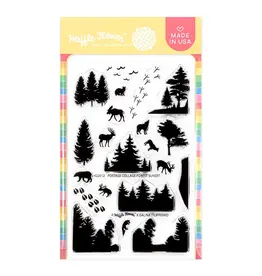 WAFFLE FLOWER WAFFLE FLOWER POSTAGE COLLAGE FOREST SUNSET CLEAR STAMP SET