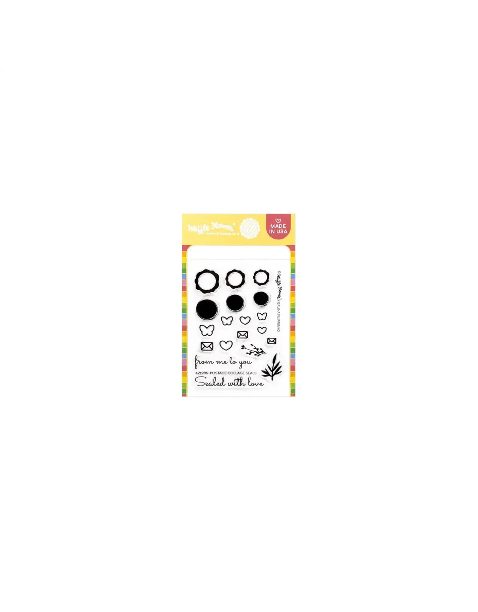 WAFFLE FLOWER WAFFLE FLOWER POSTAGE COLLAGE MINI SEALS CLEAR STAMP SET