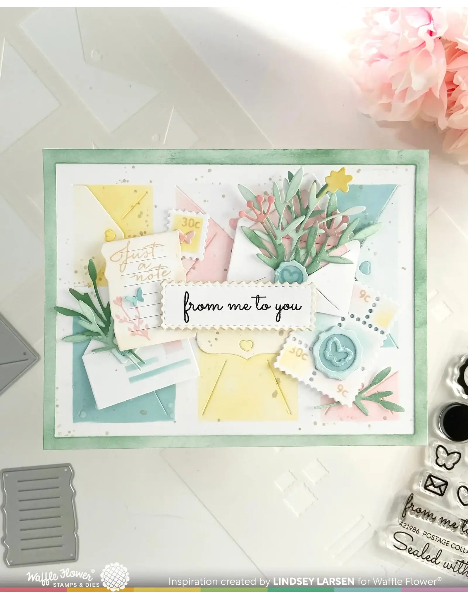 WAFFLE FLOWER WAFFLE FLOWER POSTAGE COLLAGE MINI SEALS DIE SET