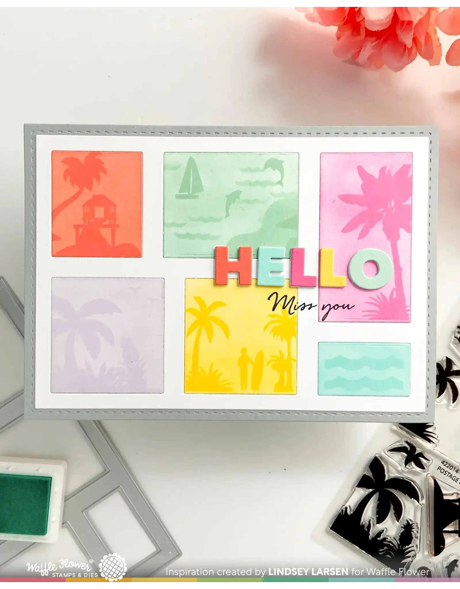 WAFFLE FLOWER WAFFLE FLOWER POSTAGE COLLAGE A6 BLOCKS DIE SET
