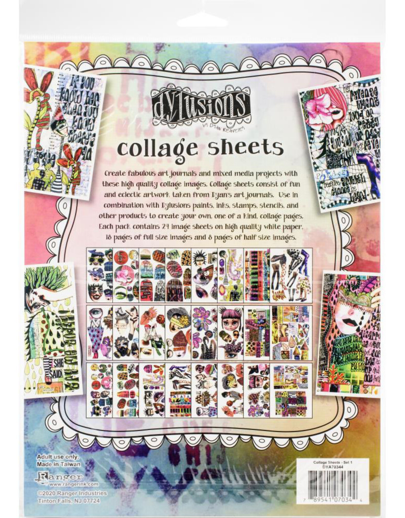 RANGER DYLUSIONS COLLAGE SHEETS SET #1 8.5''X11'' 24PK