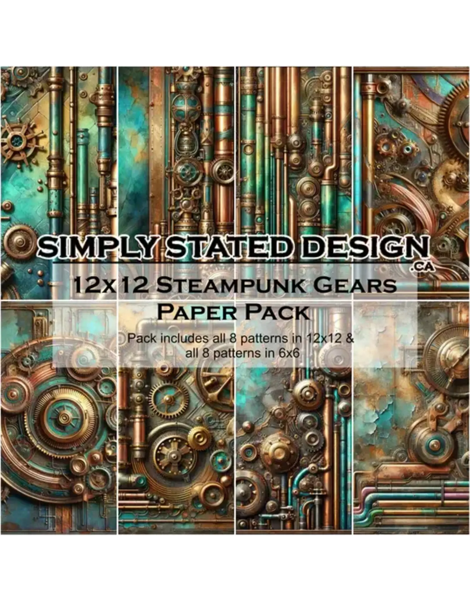 SIMPLY STATED SIMPLY STATED STEAMPUNK GEARS 12x12 PAPER PACK
