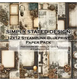 SIMPLY STATED SIMPLY STATED STEAMPUNK BLUEPRINT 12x12 PAPER PACK