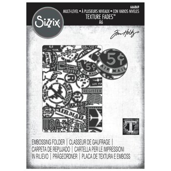 SIZZIX SIZZIX TIM HOLTZ MULTI-LEVEL TEXTURE FADES VAULT AIRMAIL A6 EMBOSSING FOLDER