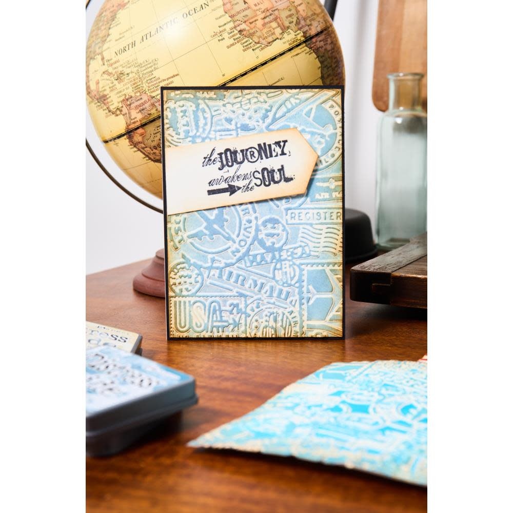 SIZZIX SIZZIX TIM HOLTZ MULTI-LEVEL TEXTURE FADES VAULT AIRMAIL A6 EMBOSSING FOLDER