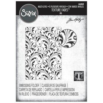 SIZZIX SIZZIX TIM HOLTZ MULTI-LEVEL TEXTURE FADES VAULT FLOURISH A6 EMBOSSING FOLDER