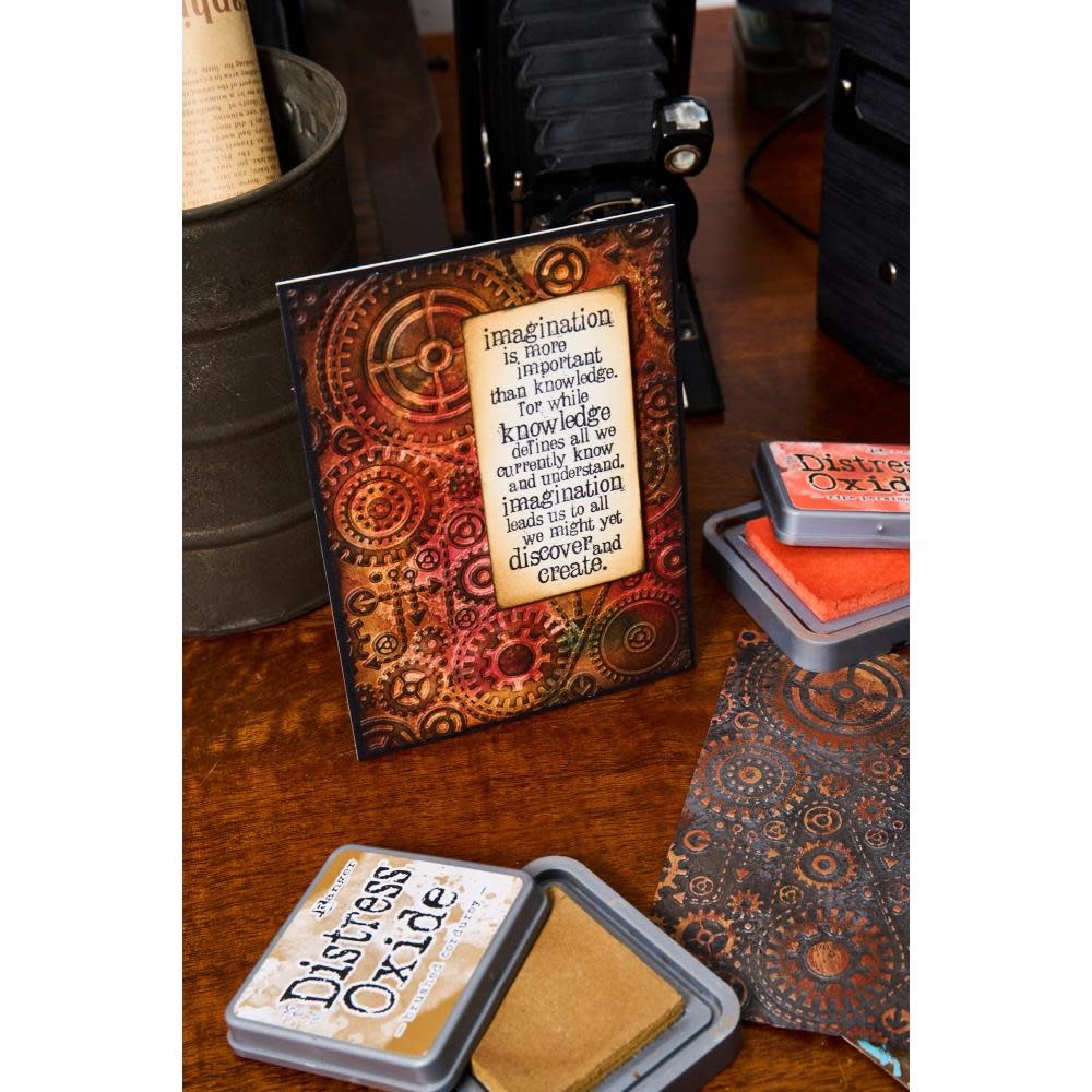 SIZZIX SIZZIX TIM HOLTZ MULTI-LEVEL TEXTURE FADES VAULT GEARS A6 EMBOSSING FOLDER