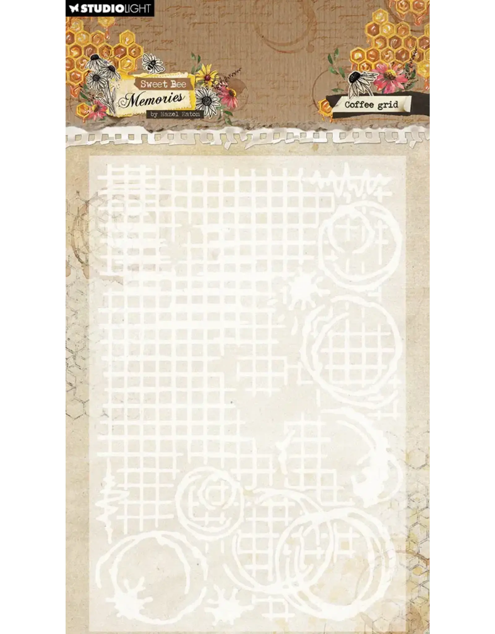 STUDIOLIGHT STUDIOLIGHT SWEET BEE MEMORIES COFFEE GRID EMBOSSING FOLDER