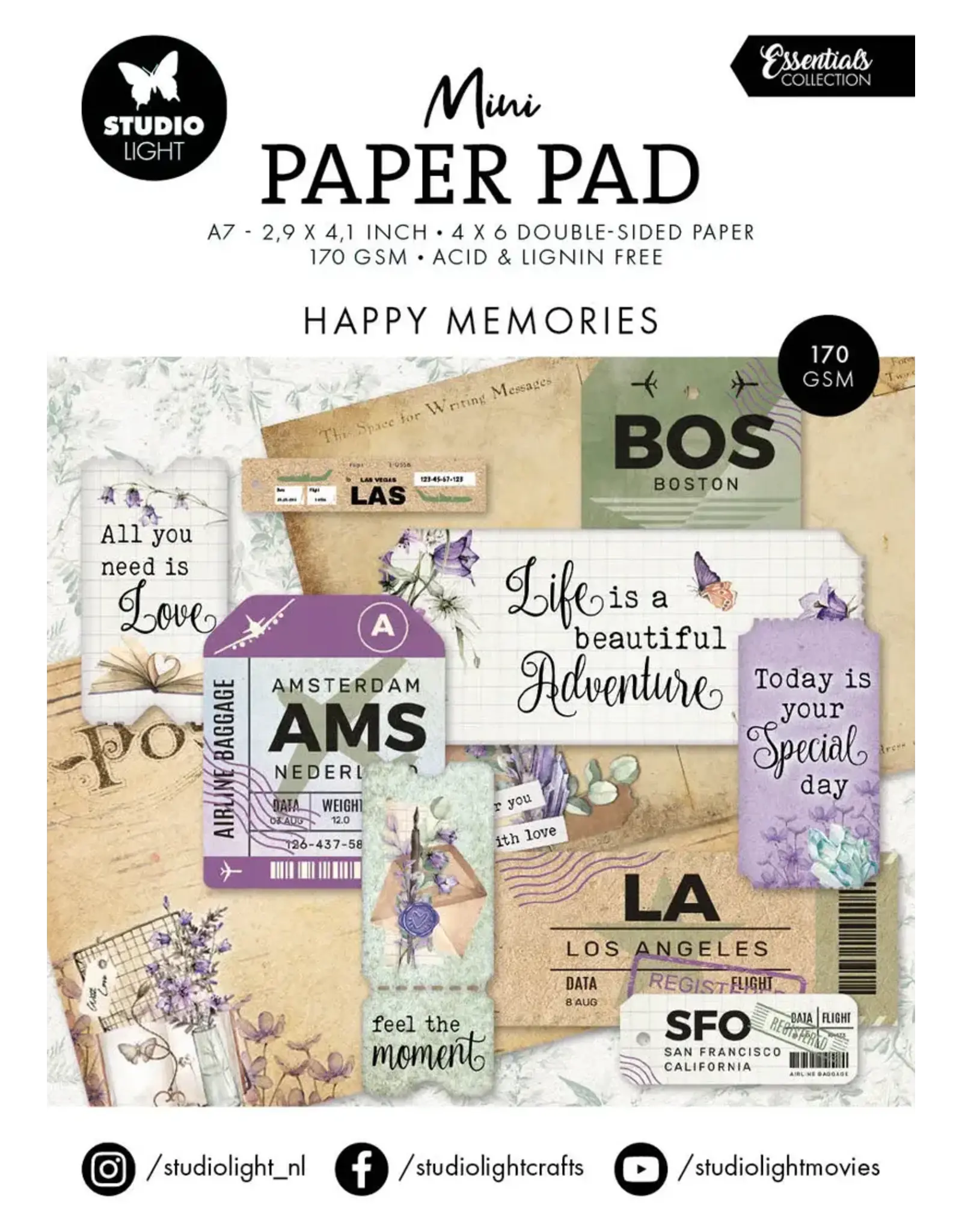 STUDIOLIGHT STUDIOLIGHT ESSENTIALS HAPPY MEMORIES MINI PAPER PAD