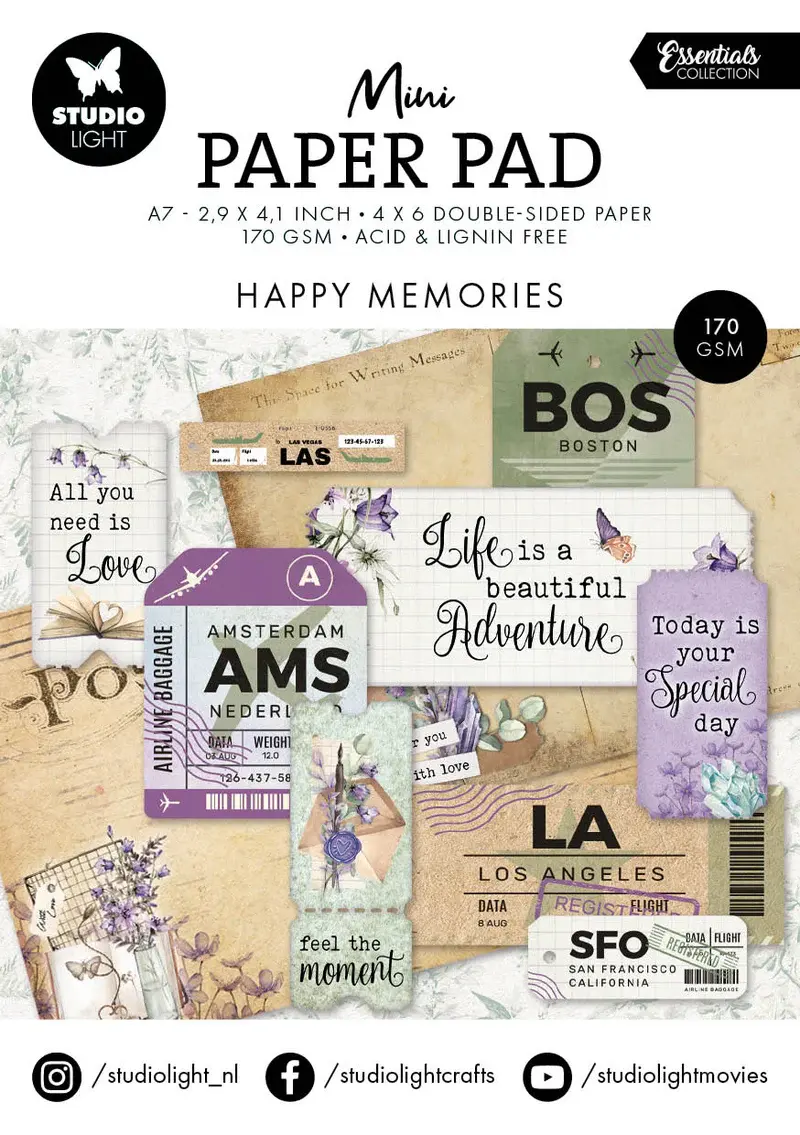 STUDIOLIGHT STUDIOLIGHT ESSENTIALS HAPPY MEMORIES MINI PAPER PAD