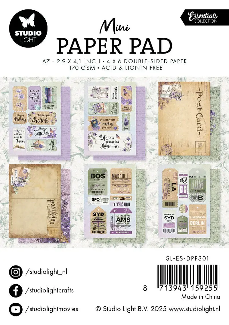 STUDIOLIGHT STUDIOLIGHT ESSENTIALS HAPPY MEMORIES MINI PAPER PAD