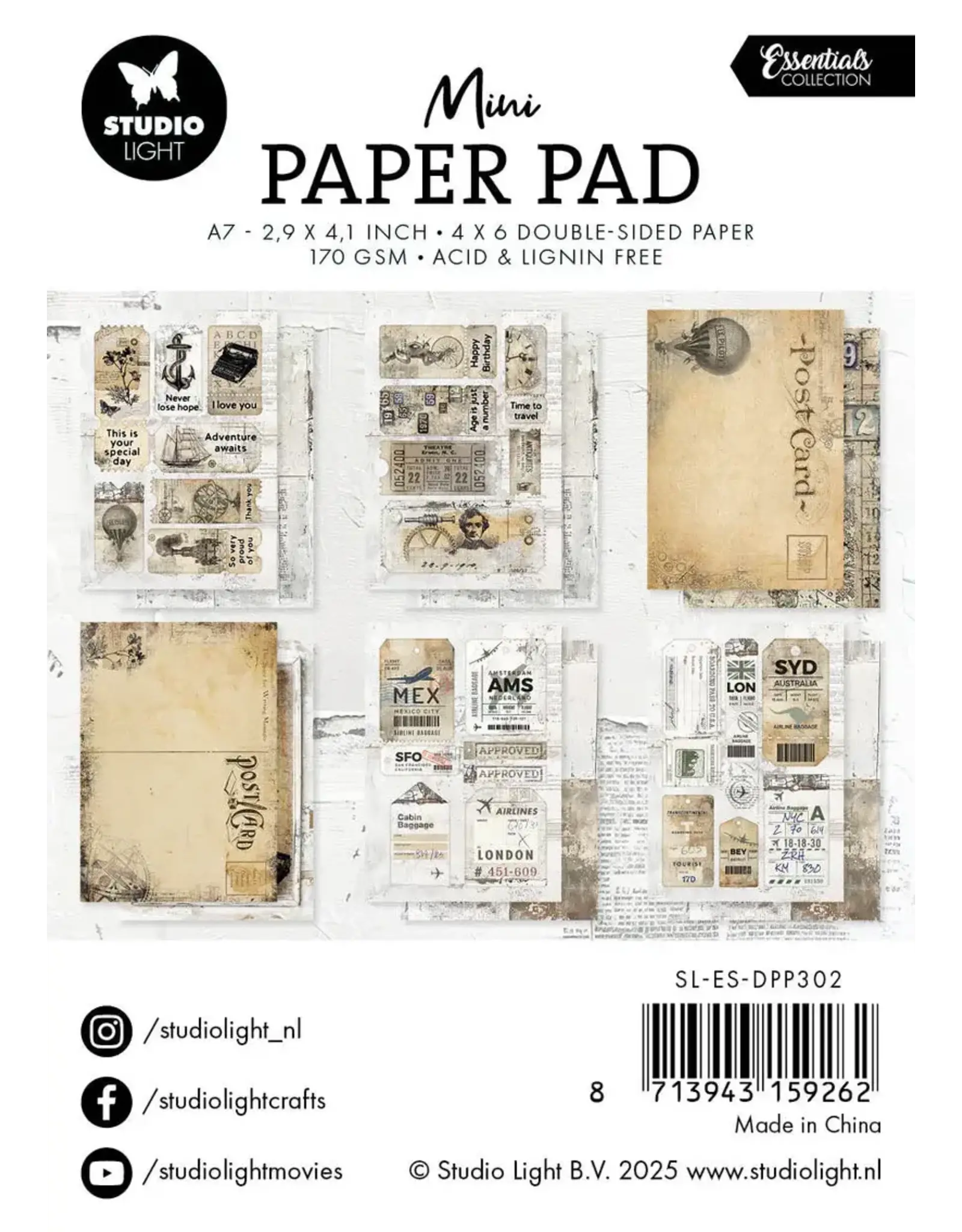 STUDIOLIGHT STUDIOLIGHT ESSENTIALS VINTAGE INVENTIONS MINI PAPER PAD