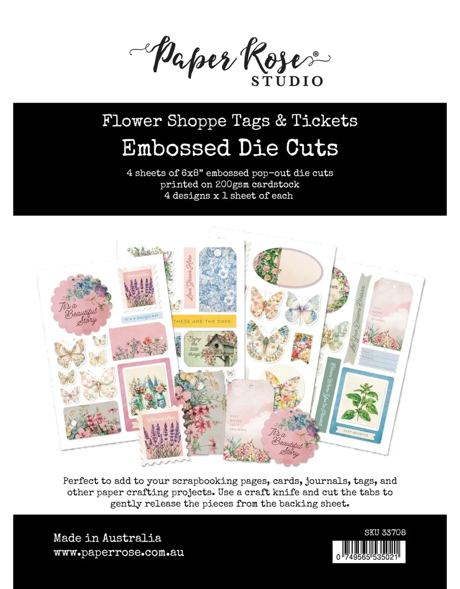 PAPER ROSE PAPER ROSE FLOWER SHOPPE BASICS TAGS EMBOSSED DIE CUTS