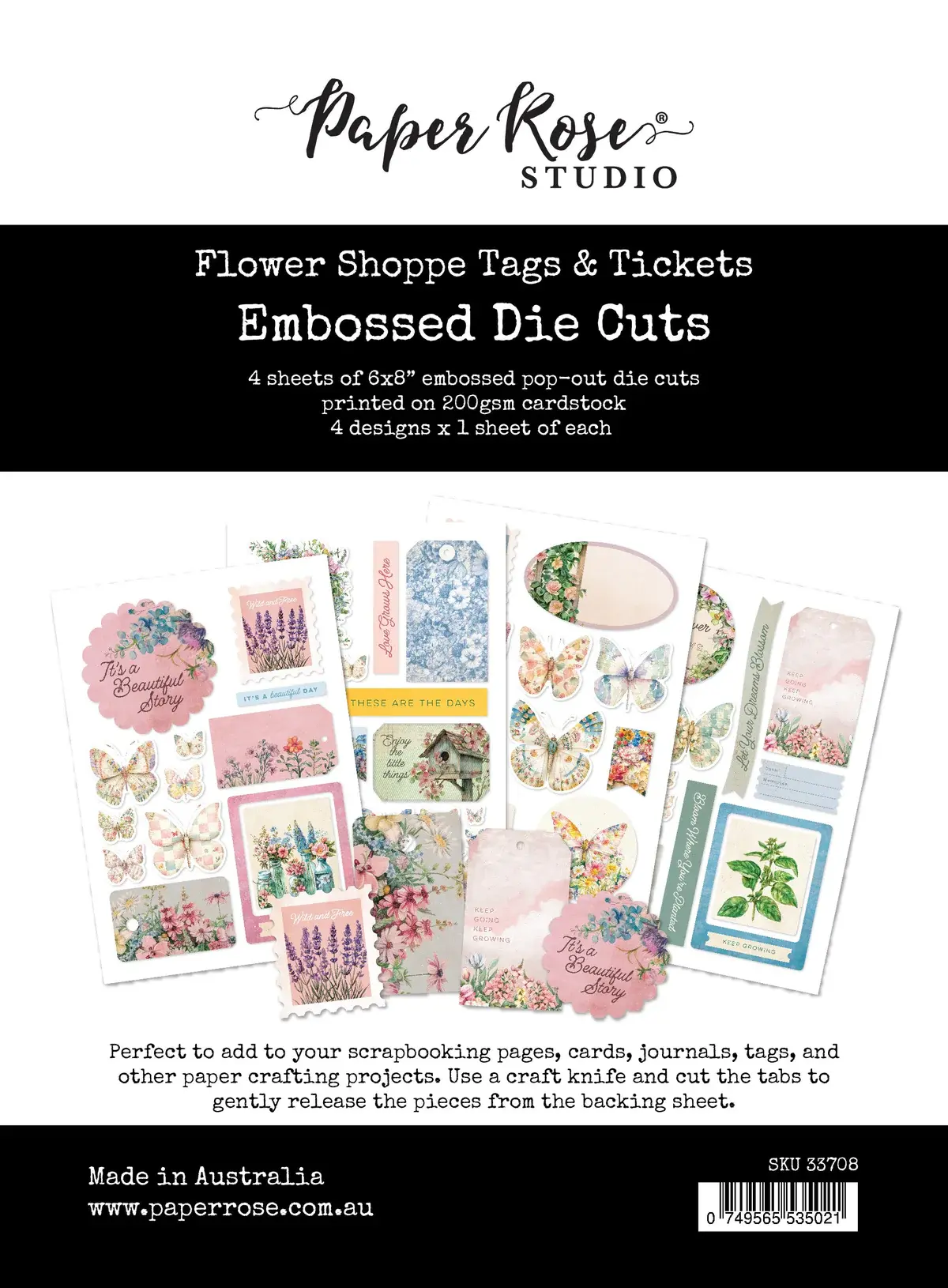 PAPER ROSE PAPER ROSE FLOWER SHOPPE BASICS TAGS EMBOSSED DIE CUTS