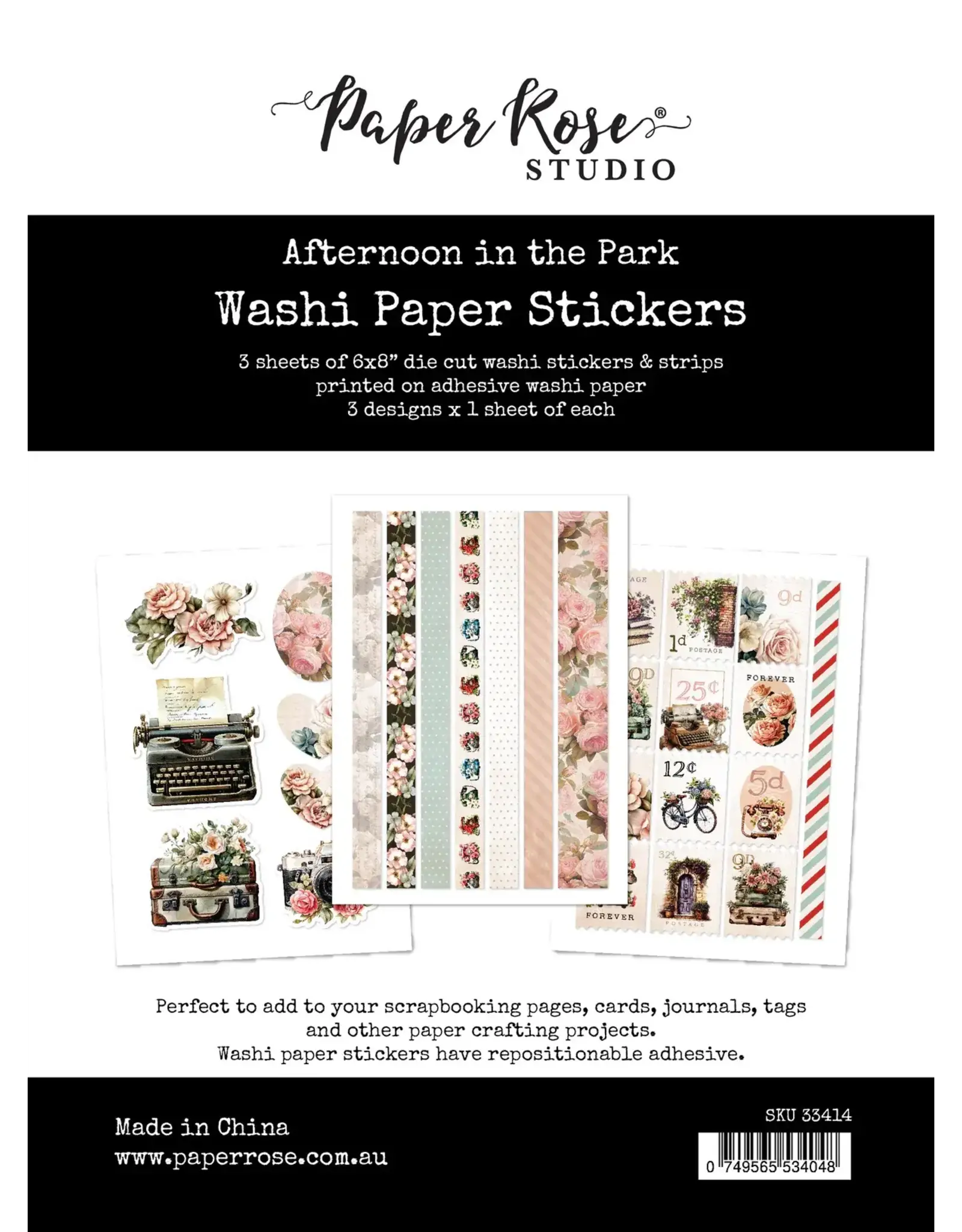 PAPER ROSE PAPER ROSE AFTERNOON IN THE PARK WASHI PAPER STICKERS